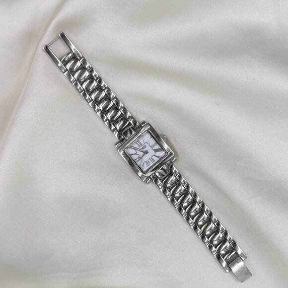 Caravelle by Bulova Tank Watch, Y2K Silver Tone Bracelet Watch - Picture 7 of 7